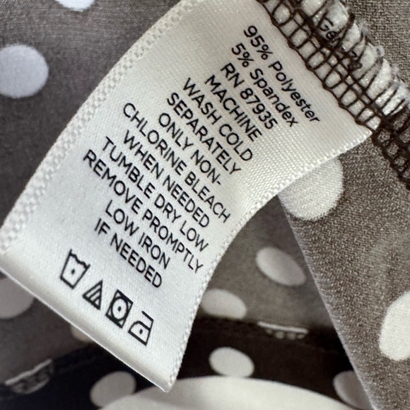 Susan Graver Womens Liquid Knit Brown Polka Dot 3/4 Sleeve Popover Blouse Sz L - Picture 5 of 6